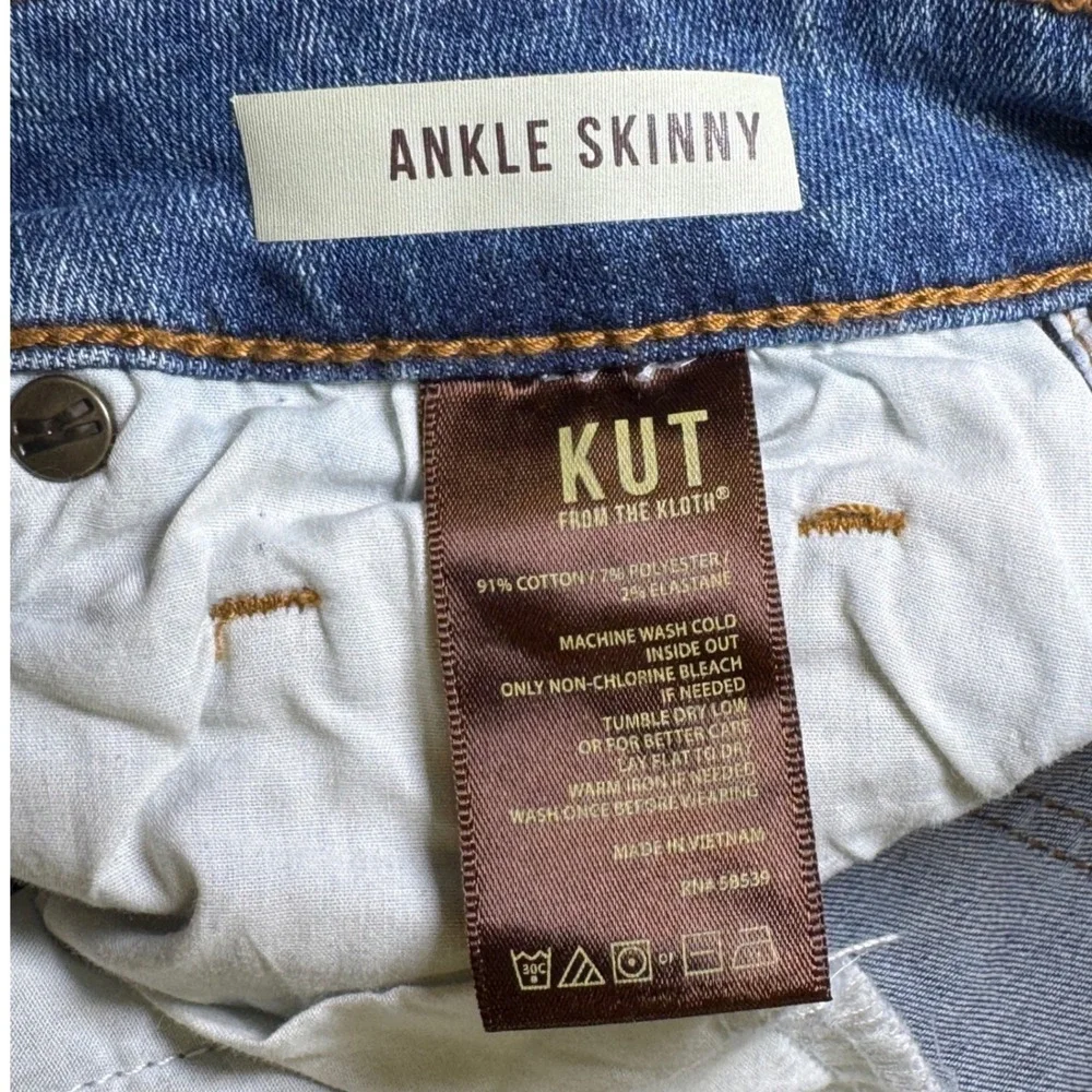 Kut‎ from the Kloth Ankle Skinny Jeans Light Wash Distressed Frayed Hem Size 4